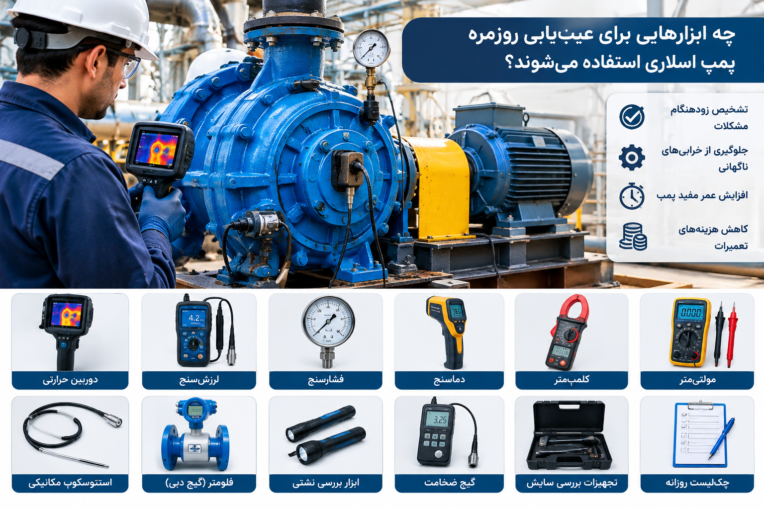 چه ابزارهایی برای عیب یابی روزمره پمپ اسلاری استفاده می‌شوند؟