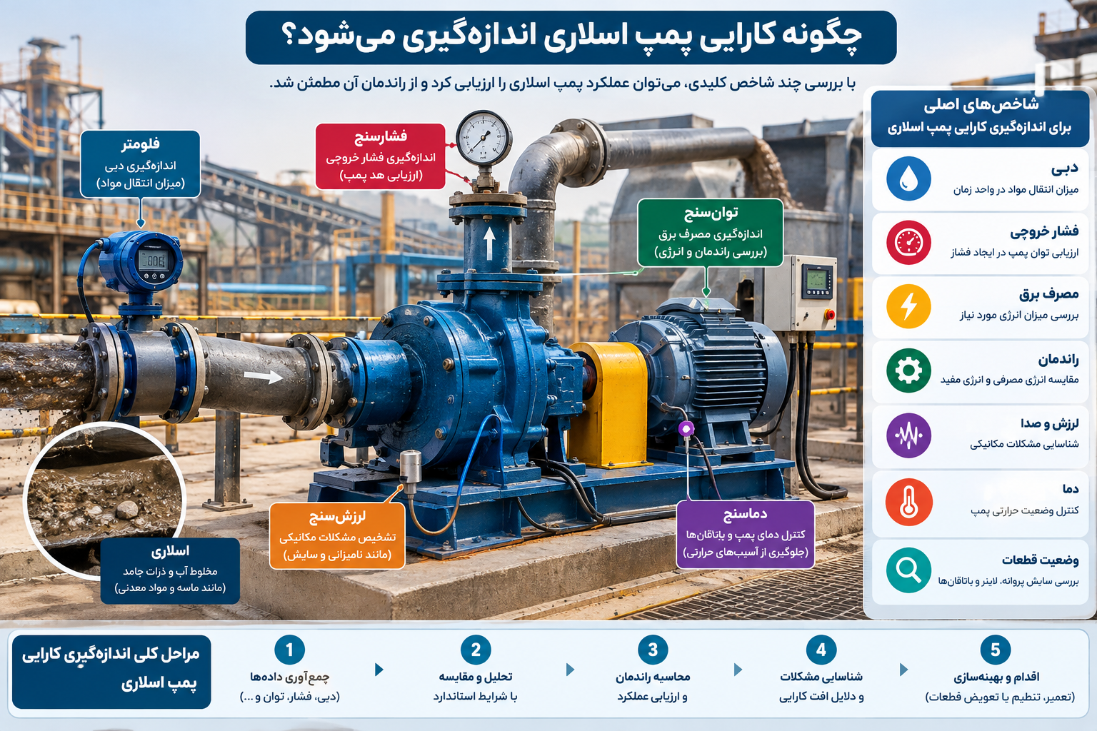 چگونه کارایی پمپ اسلاری اندازه‌گیری می‌شود؟